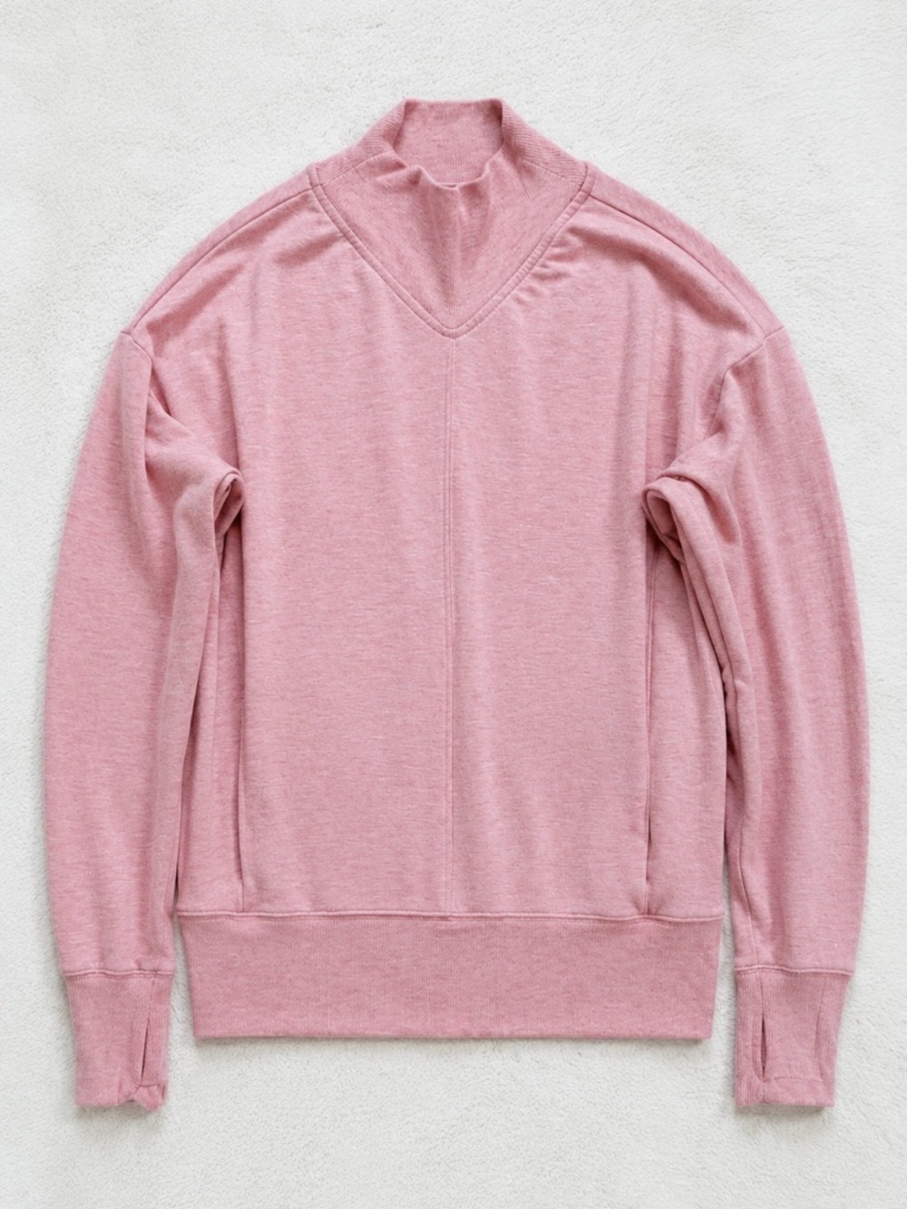 Athleta Pink Mock Neck Sweatshirt Thumbholes Pockets XS Apollo Cozy